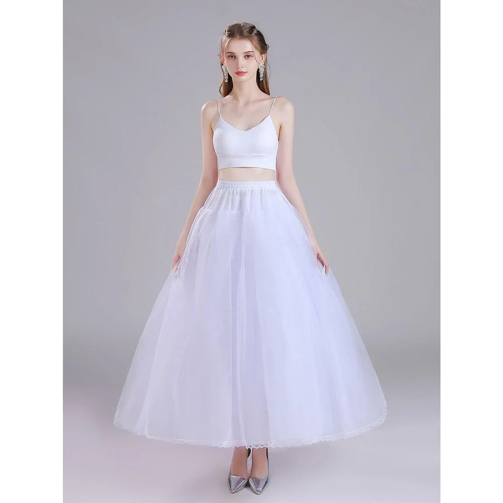 WOWBRIDAL Long Hoopless Petticoat Crinoline Underskirt Slips for Wedding Dress
